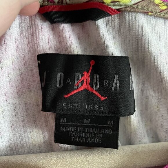 Nike Air Jordan Men SZ M "Wings" Pink/Green Floral Loose Fit Jersey - Picture 6 of 10